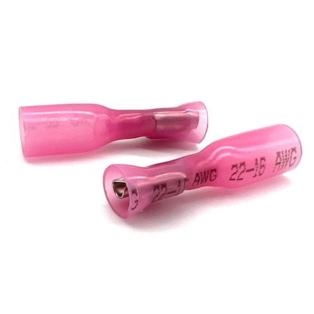 Boltsandnuts.Com Fork Terminal, 16 AWG, 600 V, Heat Shrink Insulated, Red, Crimp Termination with Heat Shrink EL-2216-FSPADE-HSR-100